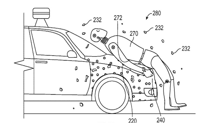 Google Patents ‘sticky’ layer to protect pedestrians in Self-driving Car accidents