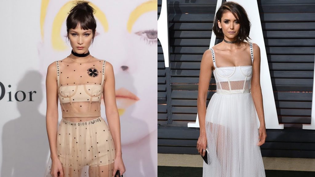 Nina Dobrev copies Bella Hadid’s see through Style