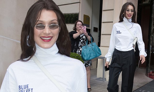 Bella Hadid channels workwear chic as she heads for lunch in Paris