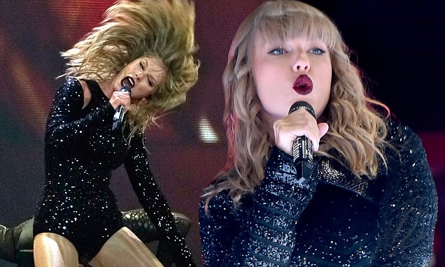 Taylor Swift rocks out in all black bodysuit during Reputation Stadium Tour