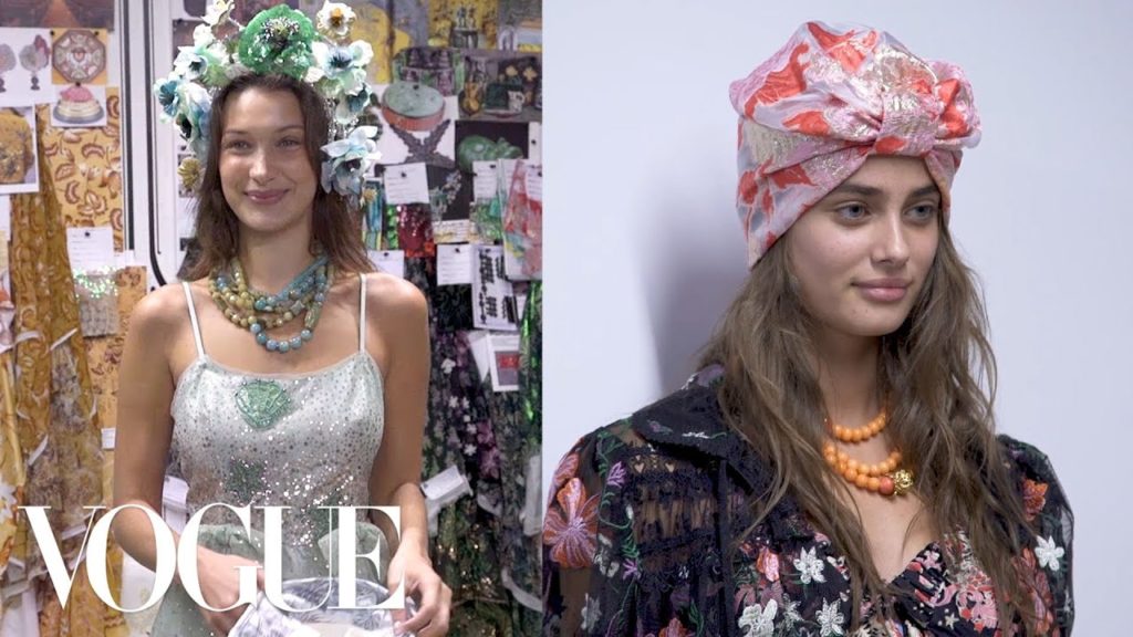 Gigi Hadid, Bella Hadid, and Taylor Hill Backstage at the Anna Sui Spring 2019 Show